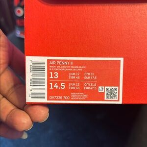 Nike Air Penny II Sneakers - Orange and Black
